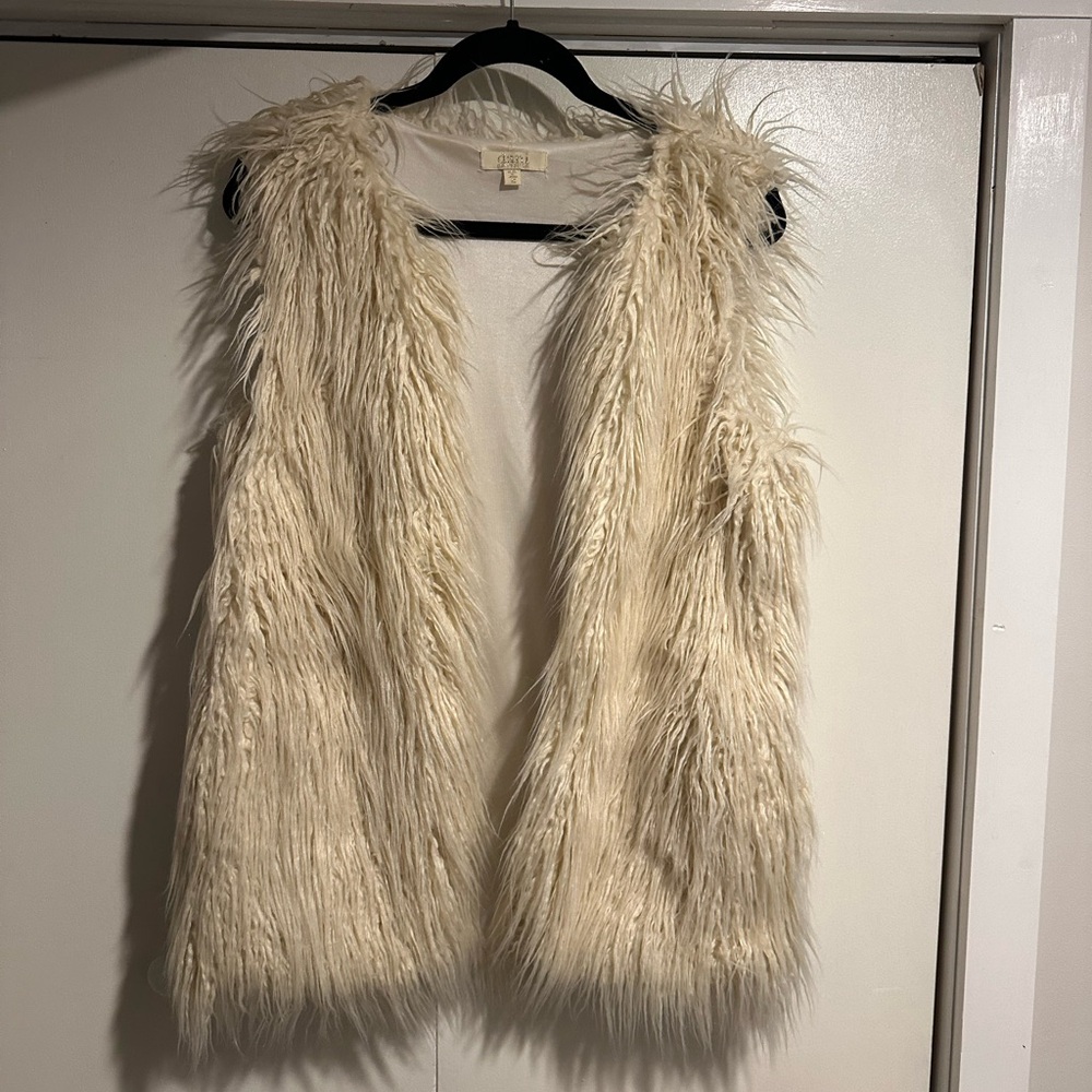 Dani Collection Cream Faux Fur Vest